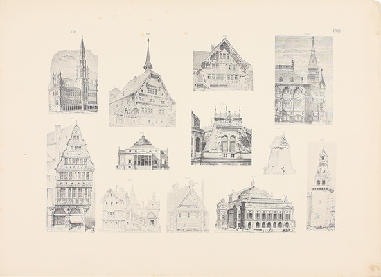 Гражданская архитектура. Части зданий. Атлас чертежей (на 115 листах 2221 чертеж) / Сост. инженер-архитектор М.Е. Романович. СПб.: Худож. фототипия А.И. Вильборга, [1895?].